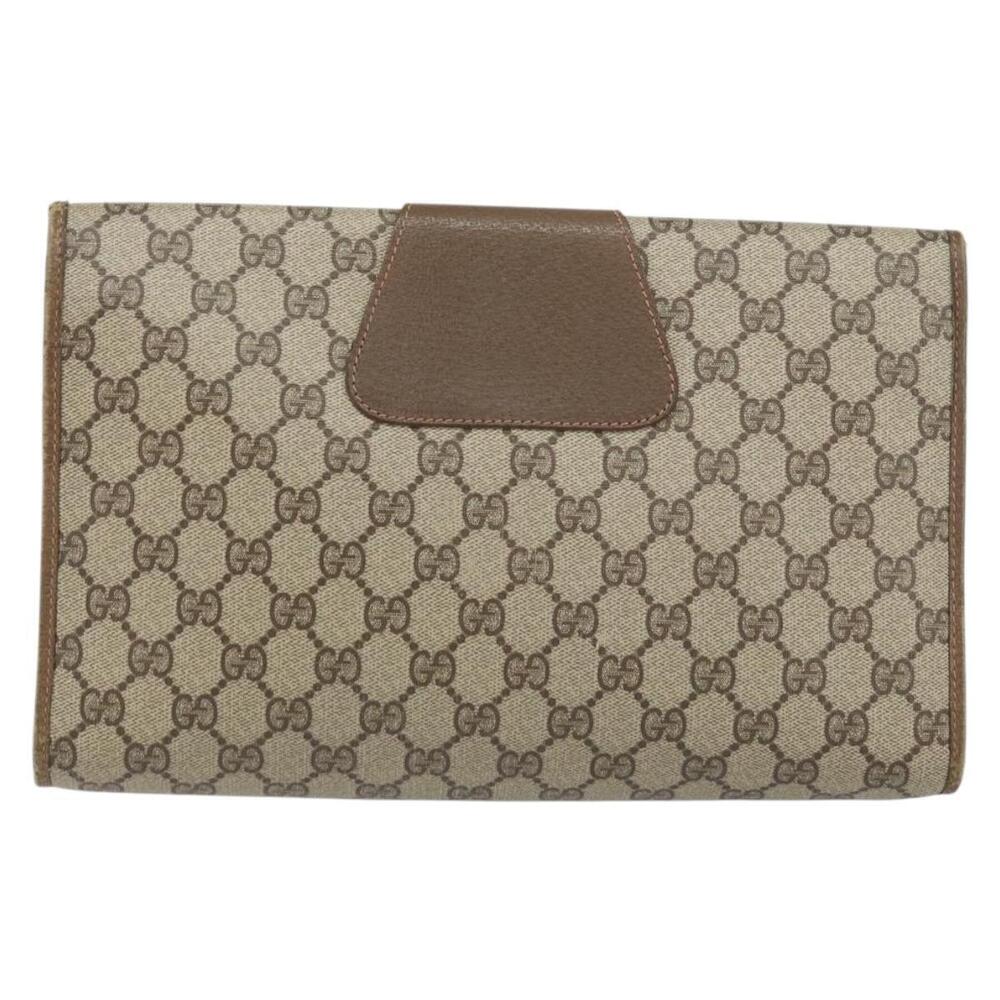 GUCCI GG Supreme Web Sherry Line Clutch Bag PVC Beige Gold 89 01 031 Auth 156430 - Picture 2 of 16